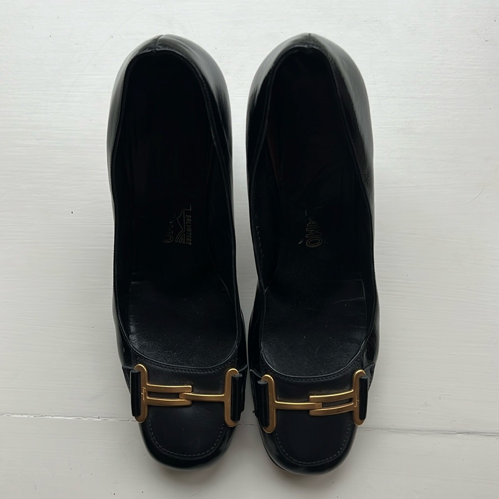 Vintage Salvatore Ferragamo Square Toe Pumps Size 39